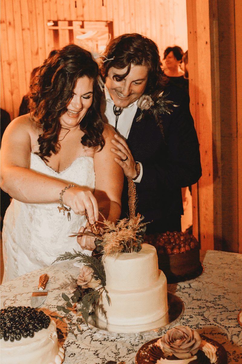 Boho Glam Wedding Cake Cutting